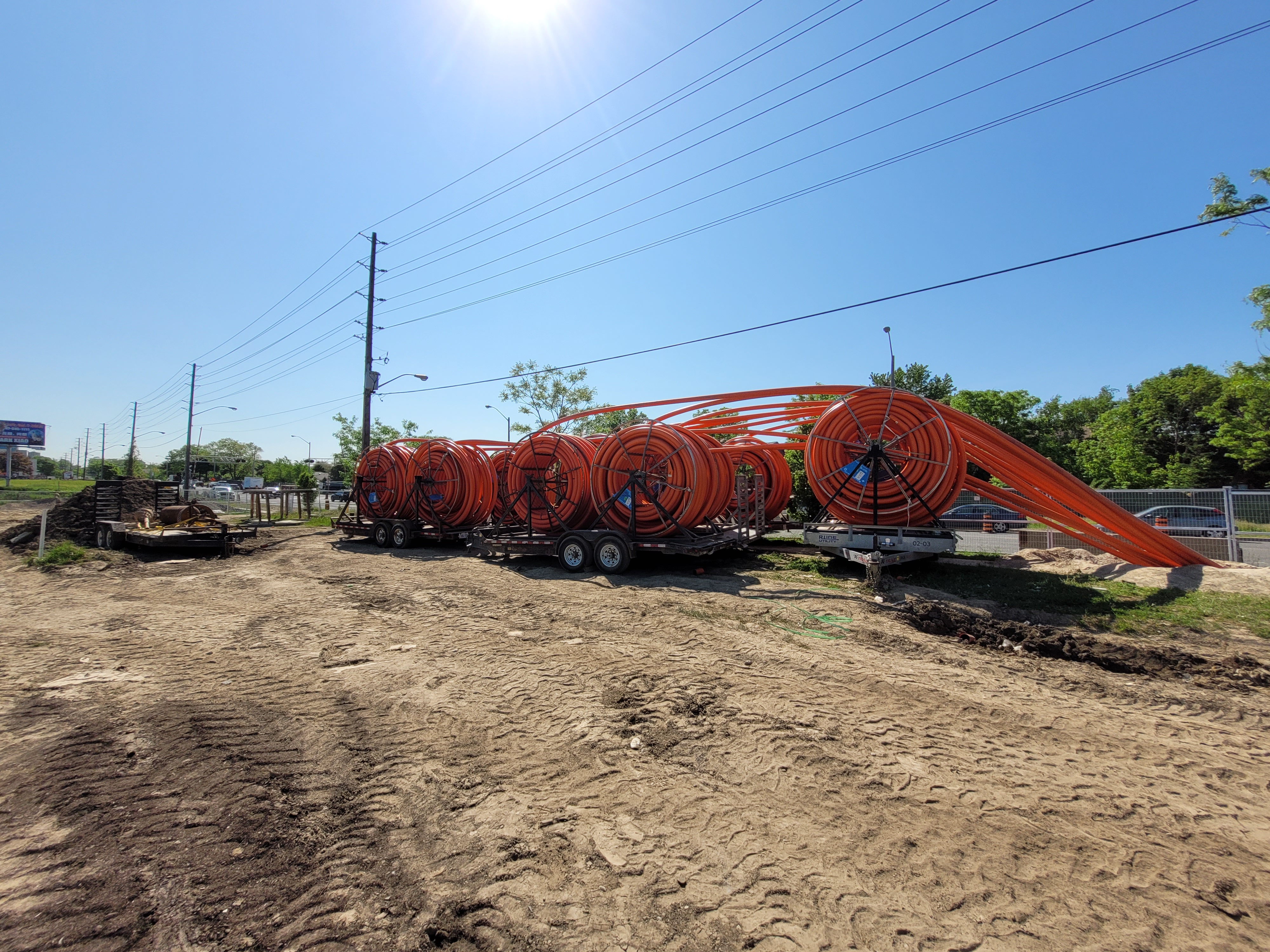 Directional drilling multi-conduit installation