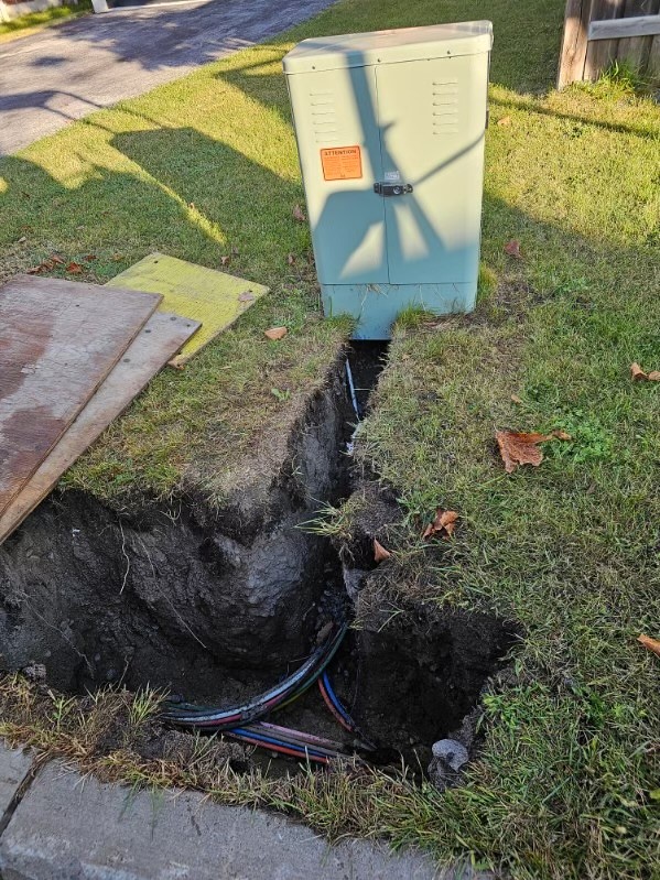 Cable and pedestal installation in a residential area